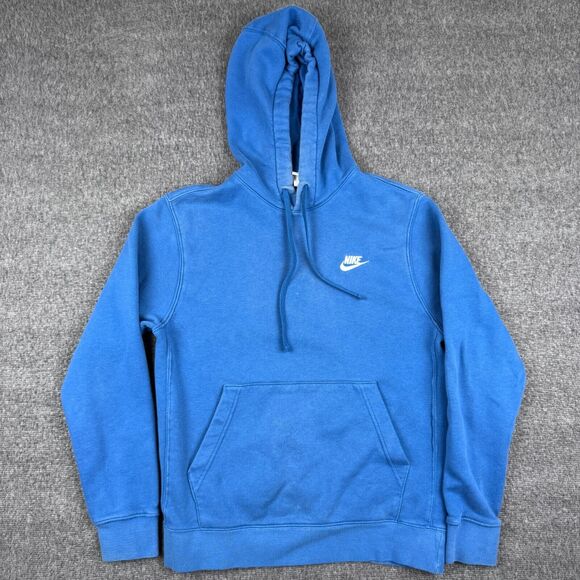 Nike Swoosh Hoodie Men’s Small Blue Embroidered Logo Skate‎ Grunge Check Y2K - Picture 1 of 9